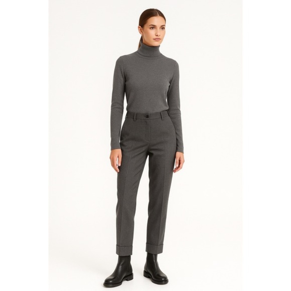 Zara Gray Cuffed Cropped Dress Pants Career 12 Academia Preppy Cropped 69-16